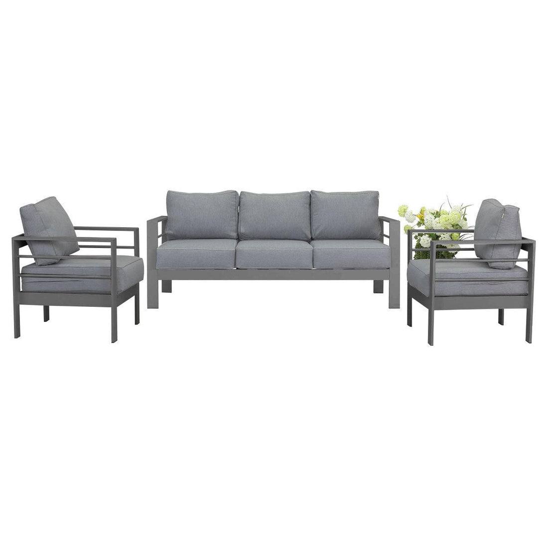 Paris 5 Seater Charcoal Aluminium Sofa Lounge - Grey Cushion - Moda Living