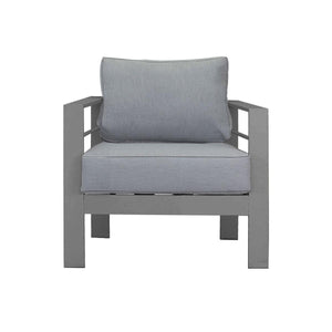 Paris 5 Seater Charcoal Aluminium Sofa Lounge - Grey Cushion - Moda Living