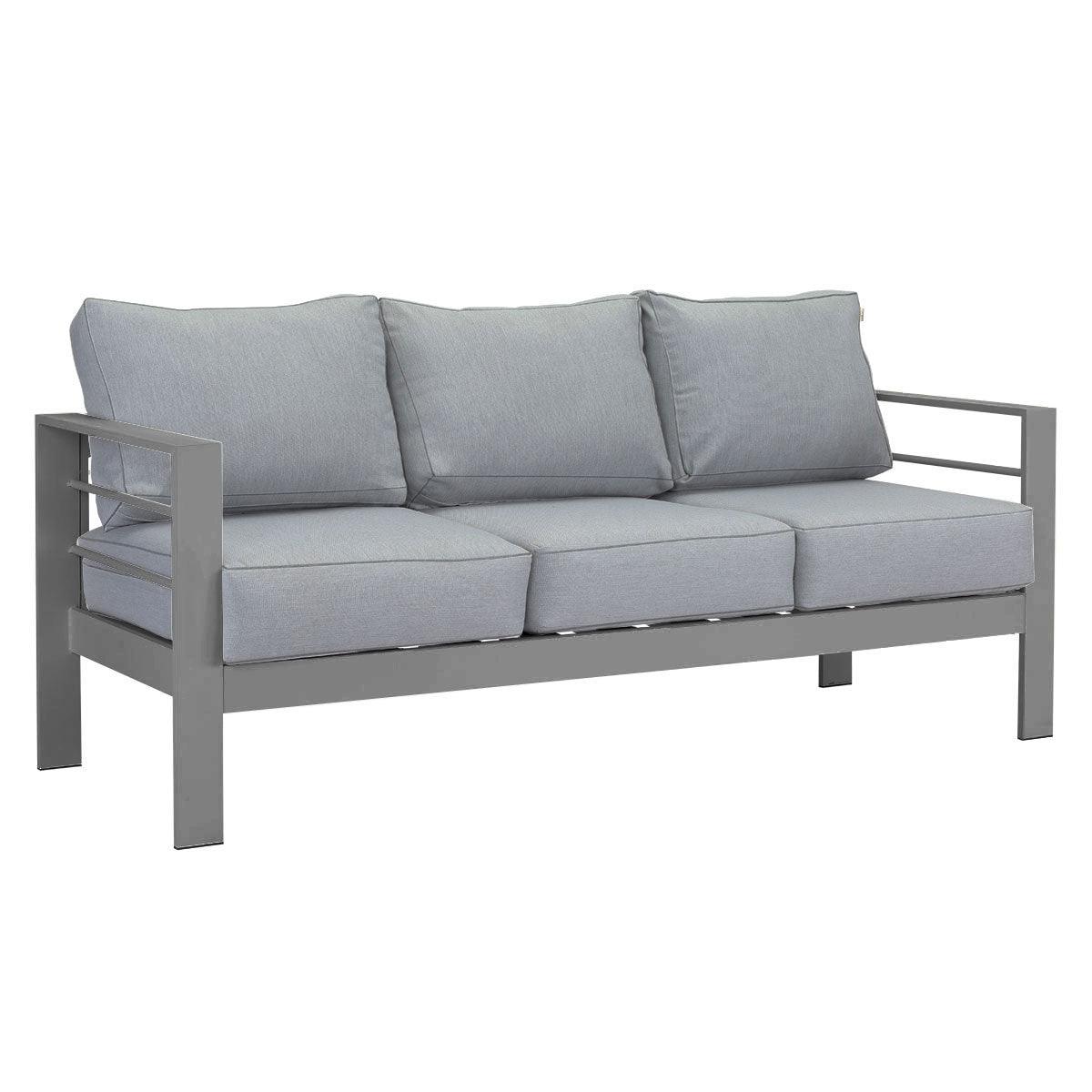 Paris 5 Seater Charcoal Aluminium Sofa Lounge Set - Grey Cushion - Moda Living