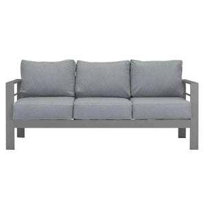 Paris 5 Seater Charcoal Aluminium Sofa Lounge Set - Grey Cushion - Moda Living