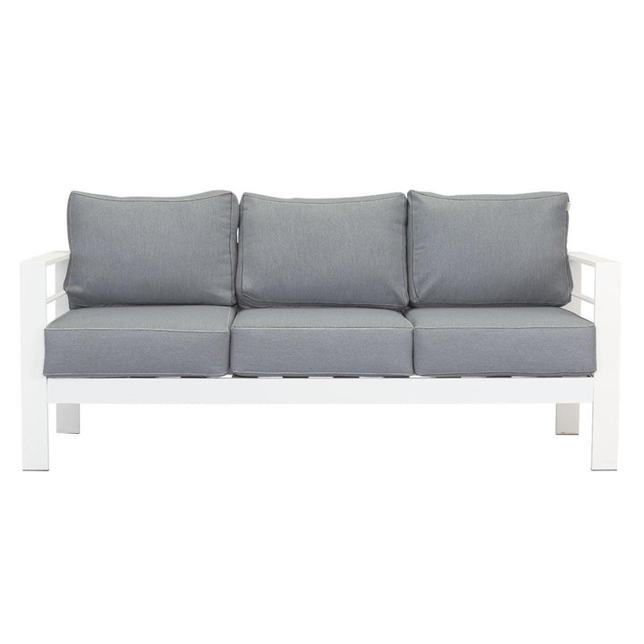 Paris 5 Seater White Aluminium Sofa Lounge Set - Grey Cushion - Moda Living