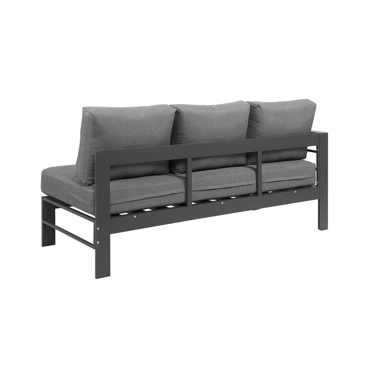 Paris 6 Seater Charcoal Aluminium L-Shaped Sofa Lounge - Grey Cushion - Moda Living