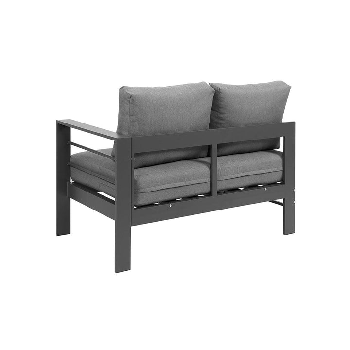 Paris 6 Seater Charcoal Aluminium L-Shaped Sofa Lounge - Grey Cushion - Moda Living