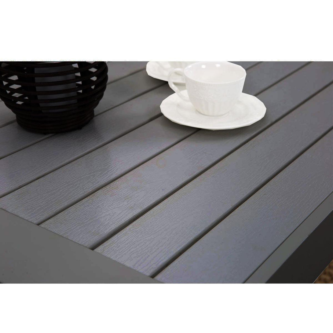 Paris Charcoal Aluminium Outdoor Coffee Table with Polywood Top (100x50cm) - Moda Living