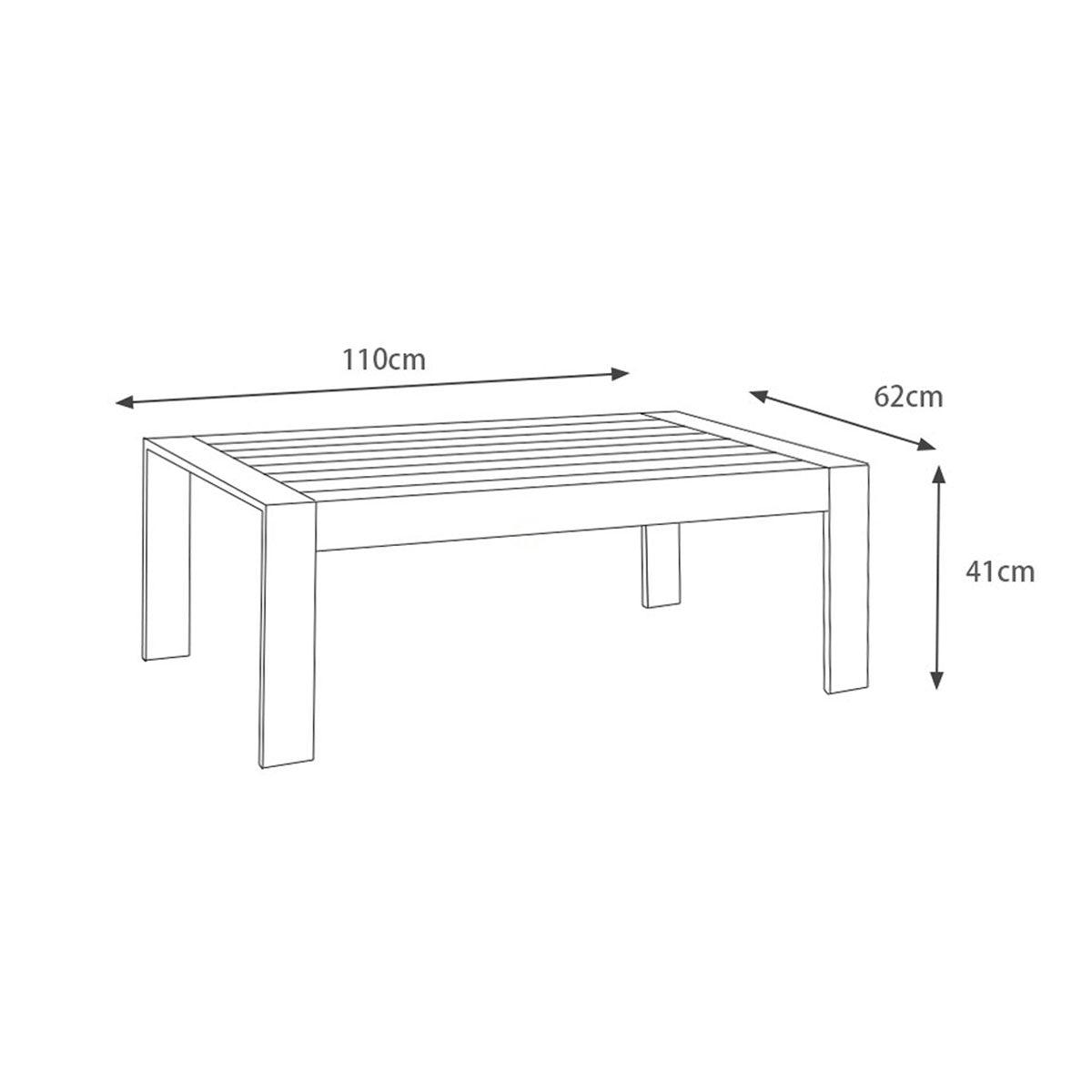 Paris Charcoal Aluminium Outdoor Coffee Table with Polywood Top (110x62cm) - Moda Living