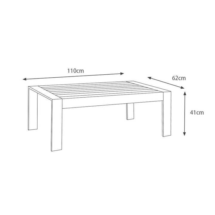 Paris Charcoal Aluminium Outdoor Coffee Table with Polywood Top (110x62cm) - Moda Living