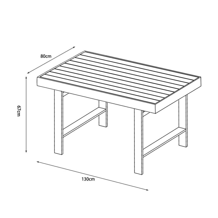 Paris Charcoal Aluminium Outdoor Dining Table with Polywood Top (130x80cm) - Moda Living