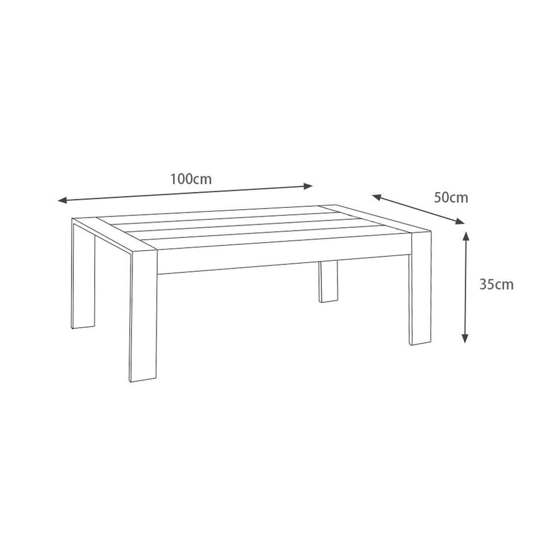 Paris White Aluminium Outdoor Coffee Table with Polywood Top (100x50cm) - Moda Living