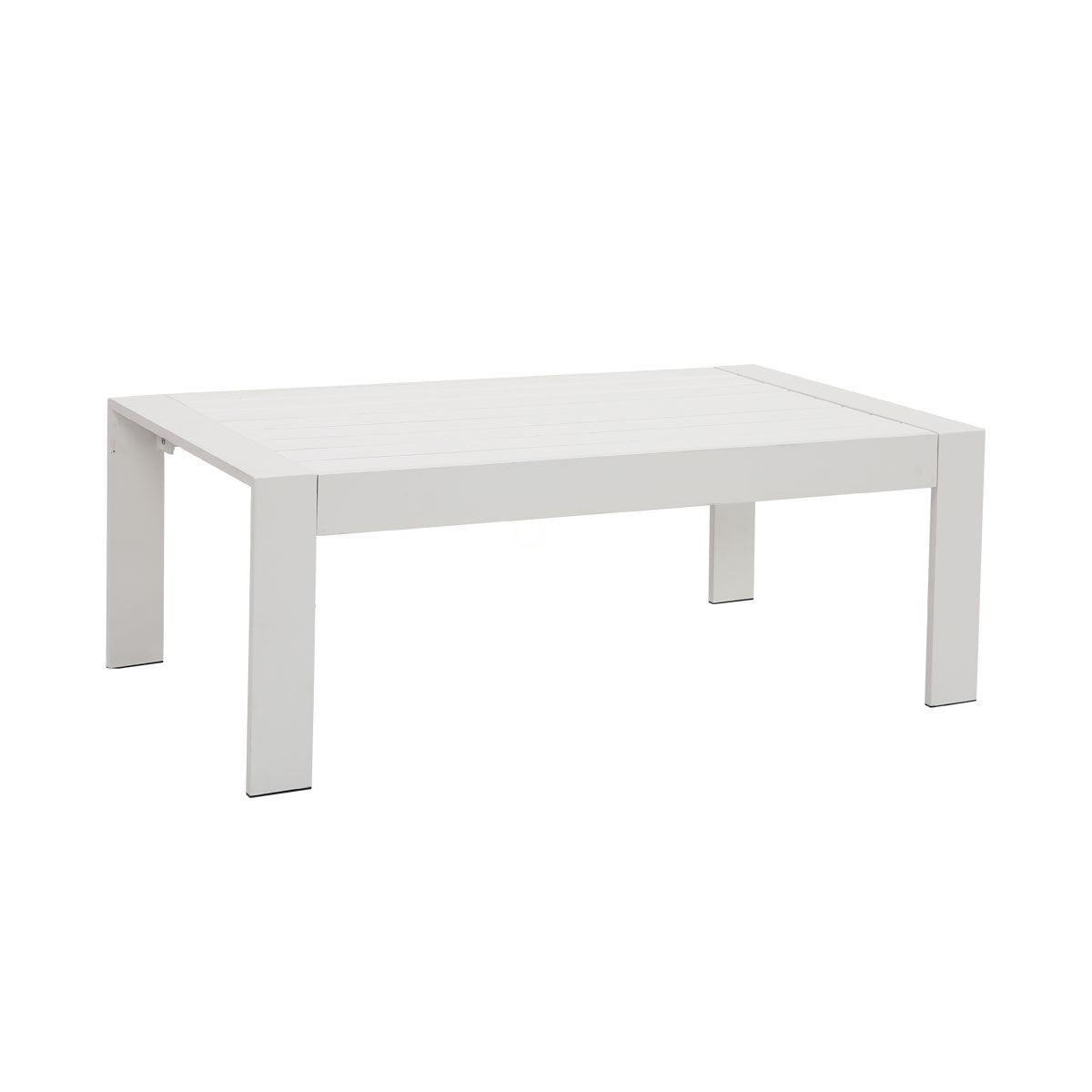 Paris White Aluminium Outdoor Coffee Table with Polywood Top (110x62cm) - Moda Living