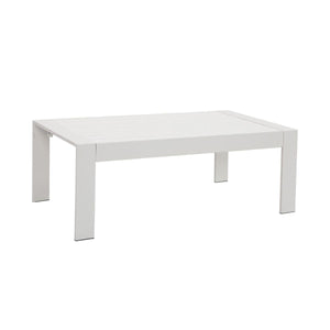Paris White Aluminium Outdoor Coffee Table with Polywood Top (110x62cm) - Moda Living