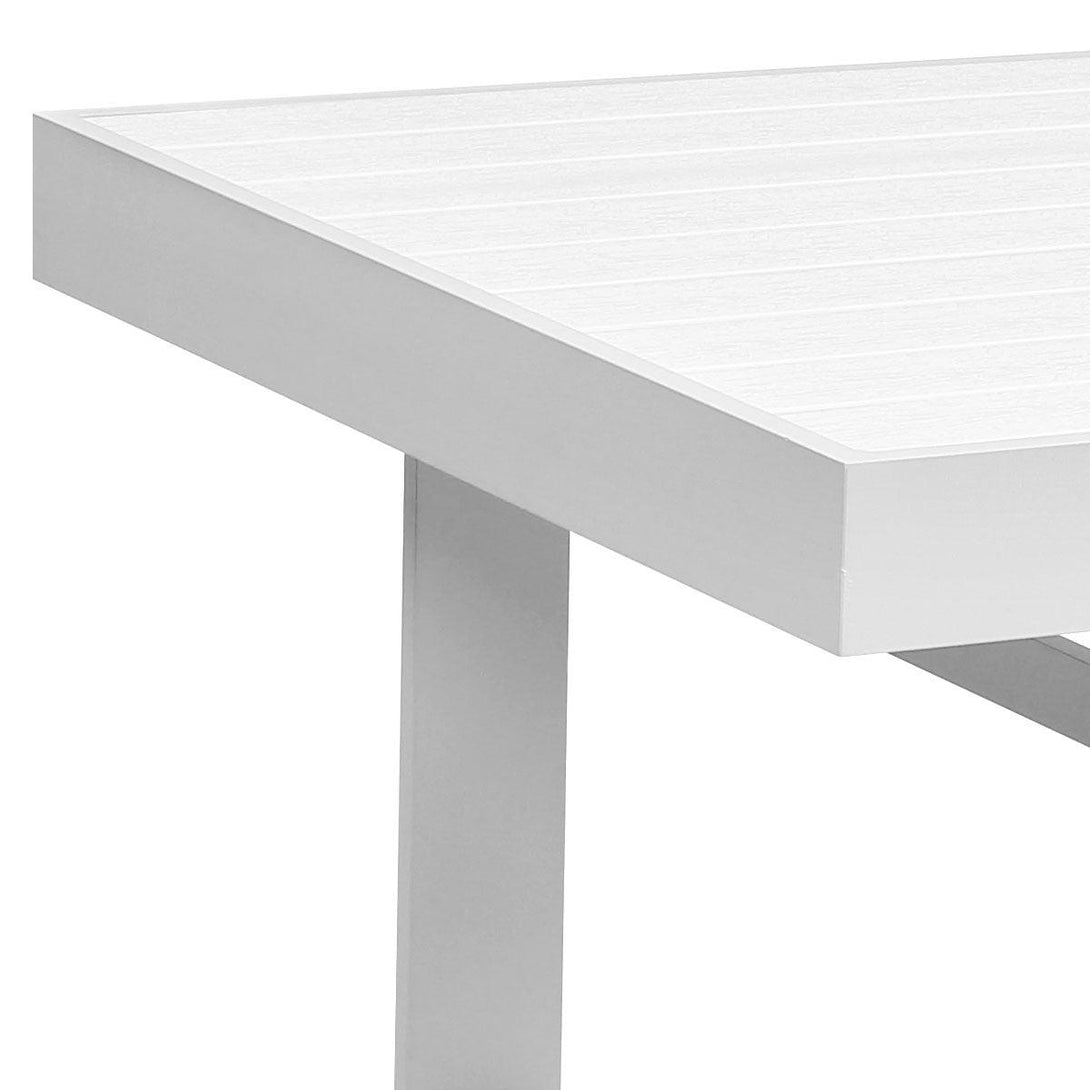 Paris White Aluminium Outdoor Dining Table with Polywood Top (130x80cm) - Moda Living