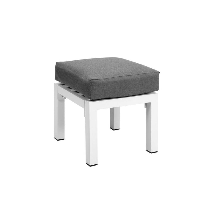 Paris White Aluminium Outdoor Stool - Grey Cushion (Set of Two) - Moda Living