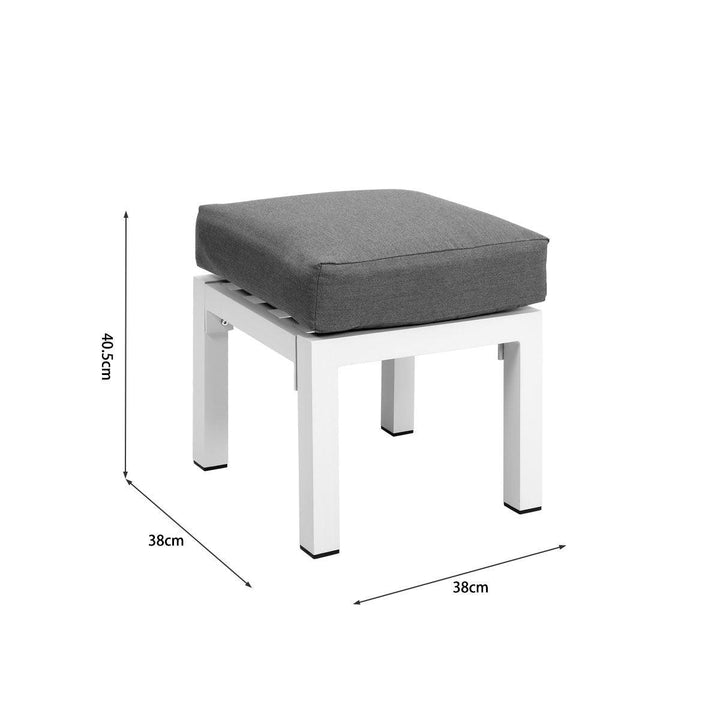 Paris White Aluminium Outdoor Stool - Grey Cushion (Set of Two) - Moda Living