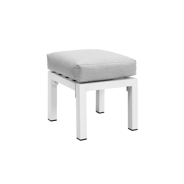 Paris White Aluminium Outdoor Stool - Light Grey Cushion (Set of Two) - Moda Living