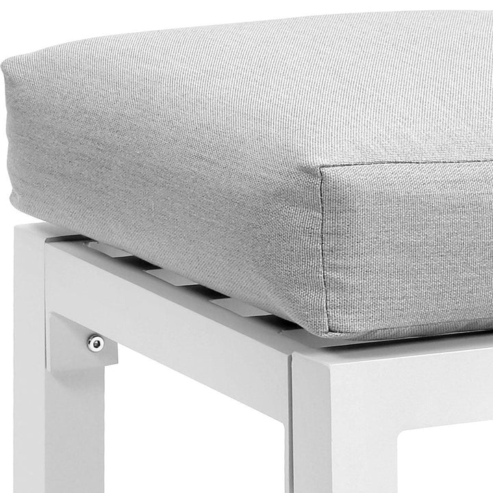 Paris White Aluminium Outdoor Stool - Light Grey Cushion (Set of Two) - Moda Living
