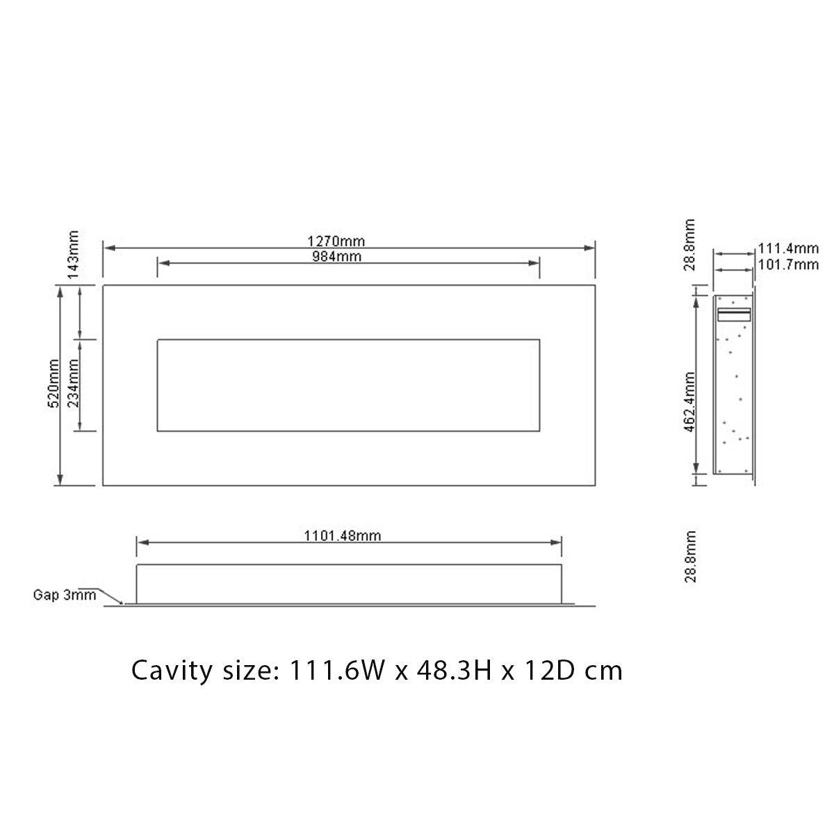 Valencia 1500W 50" Recessed / Wall Mounted Electric Fireplace